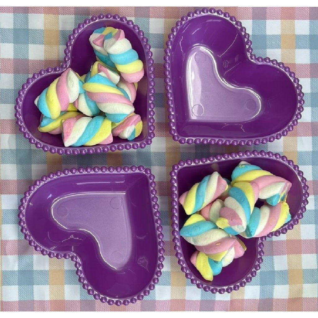 kit 10  Petisqueiras Cumbuca de Coração com Borda de Bolinhas ACRÍLICA Porções Lindo Presente Dia das Mães Amendoim salgadinhos Petiscos Bares Restaurantes em Oferta na Shopee