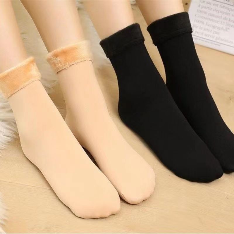 Novas Meias Térmicas De Veludo De Inverno Quente Casual Macias Cor Sólida Cashmere Lã Home Botas De Neve Soc