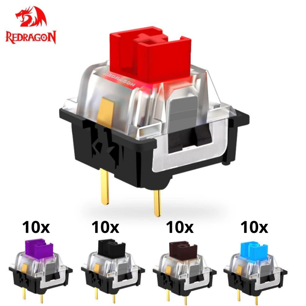 Kit 10 Switch Redragon para Teclados Mecânicos Interruptor 3PINOS - Linear e Tátil