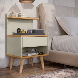 Mesa de Cabeceira Retro Sleep com 1 Gaveta com Prateleira - Cores em Oferta na Shopee