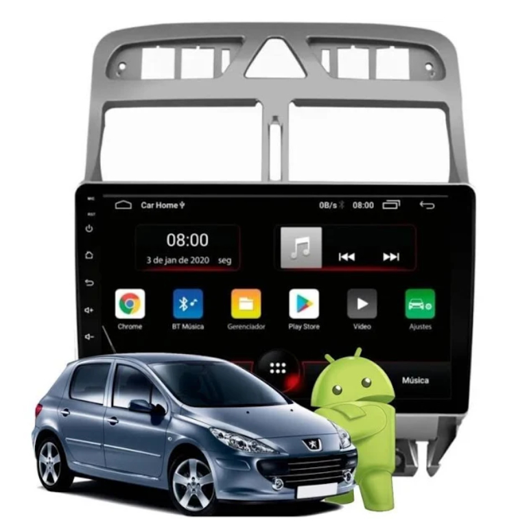 Central Multimidia para Peugeot 307 com Kit (TELA ,CHICOTE e MOLDURA)