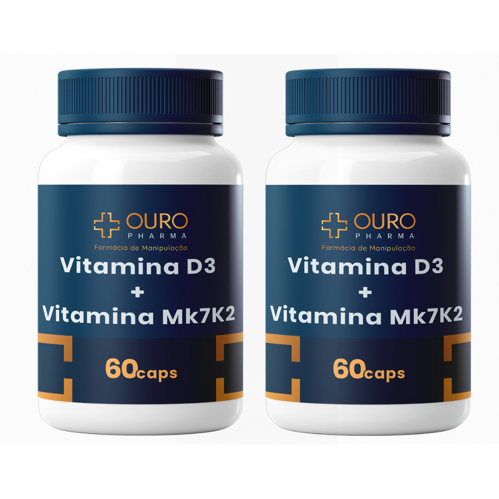 KIT Vitamina D3 10000ui com Vitamina K2 MK7 100mcg Original 2 potes 60 Cápsulas