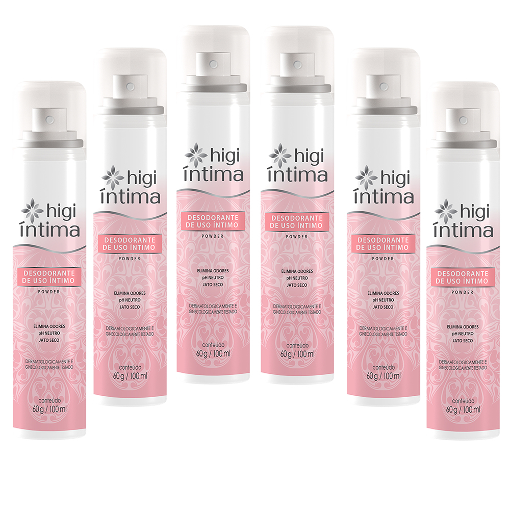 Desodorante Íntimo Daxx Higi Íntima Powder pH Neutro Kit 6Un