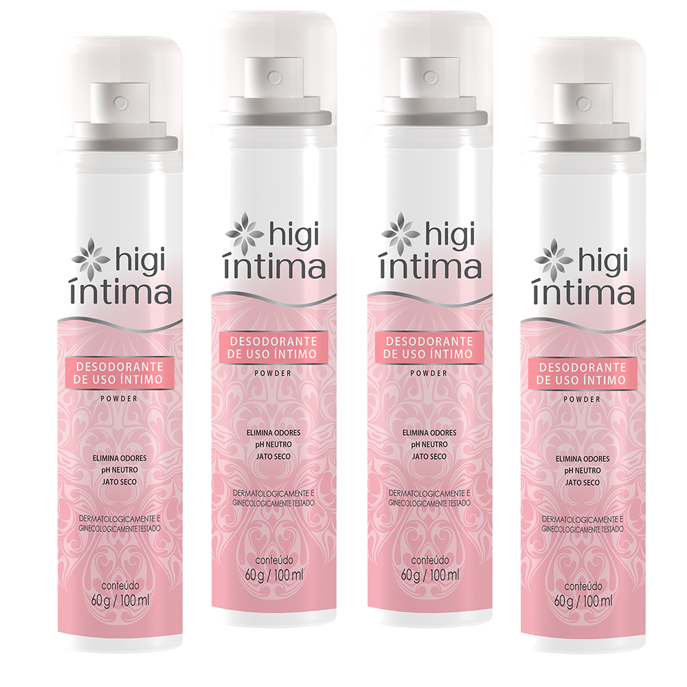 Desodorante Íntimo Daxx Higi Íntima Powder pH Neutro Kit 4Un