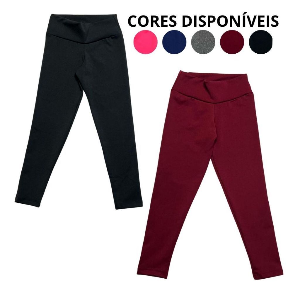 Kit Com 2 Calça Legging Suplex Moda Infantil Lisa Confortável Escolar em Oferta na Shopee
