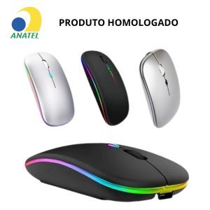 MOUSE SEM FIO (WIRELESS) RECARREGÁVEL RGB 2.4 GHz (KA-618)