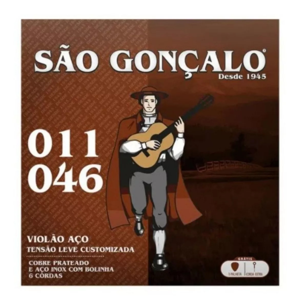 Encordoamento Aço São Gonçalo 011 Leve Customizada com Bolinha para Violão IZ 0125 em Oferta na Shopee