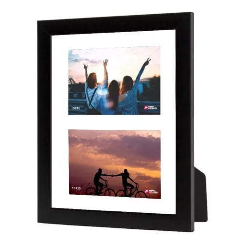 Painel Quadro Multifotos Mural Decorativo de Madeira Com Vidro Com Moldura POP Para 2 Fotos A4 10x15