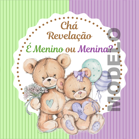 15 Adesivos Caixa Acrílica Chá Revelação Ursinhos - Etiqueta - Rótulo Personalizado 