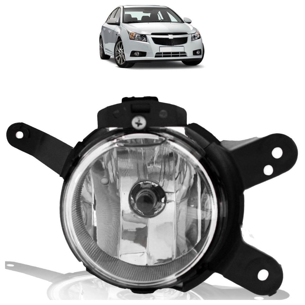 Farol Milha Auxiliar Cruze 2011 2012 2013 2014 Carcaça Preta Lente Lisa Acrilico - Spare Parts and Accessories for Vehicles