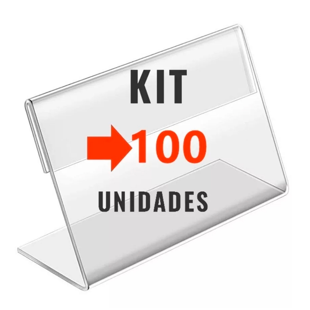 Kit 100 Suporte Etiqueta Preço Gondola Balcao Buffet Acrilico