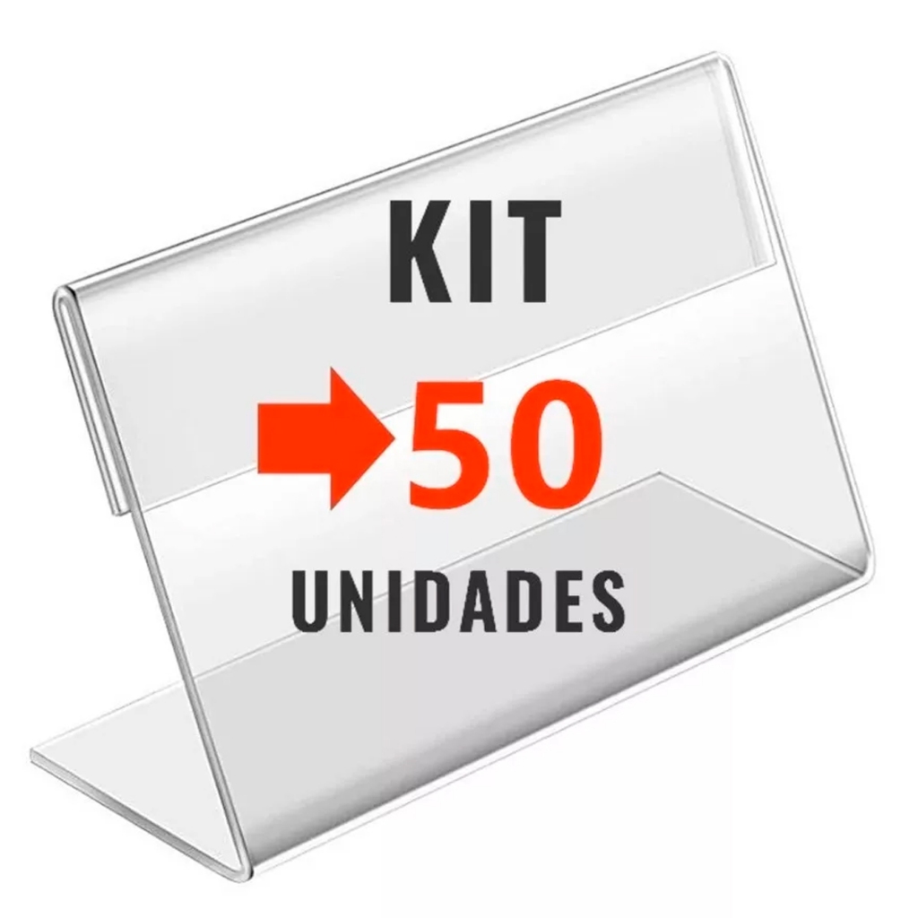 Kit 50 Suporte Etiqueta Preço Gondola Balcao Buffet Acrilico
