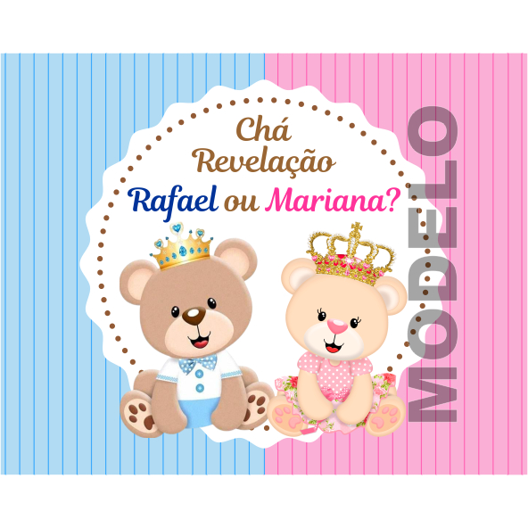 15 Adesivos Garrafinha 50ml (PEQUENO) Chá Revelação Ursinhos - Etiqueta - Rótulo Personalizado 