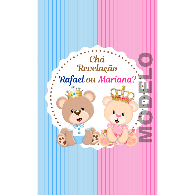 15 Adesivos Tubete Chá Revelação Ursinhos - Etiqueta - Rótulo Personalizado 
