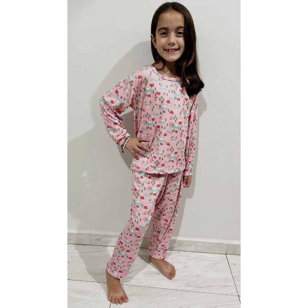 Pijama longo Suede Premium Infantil Meninas