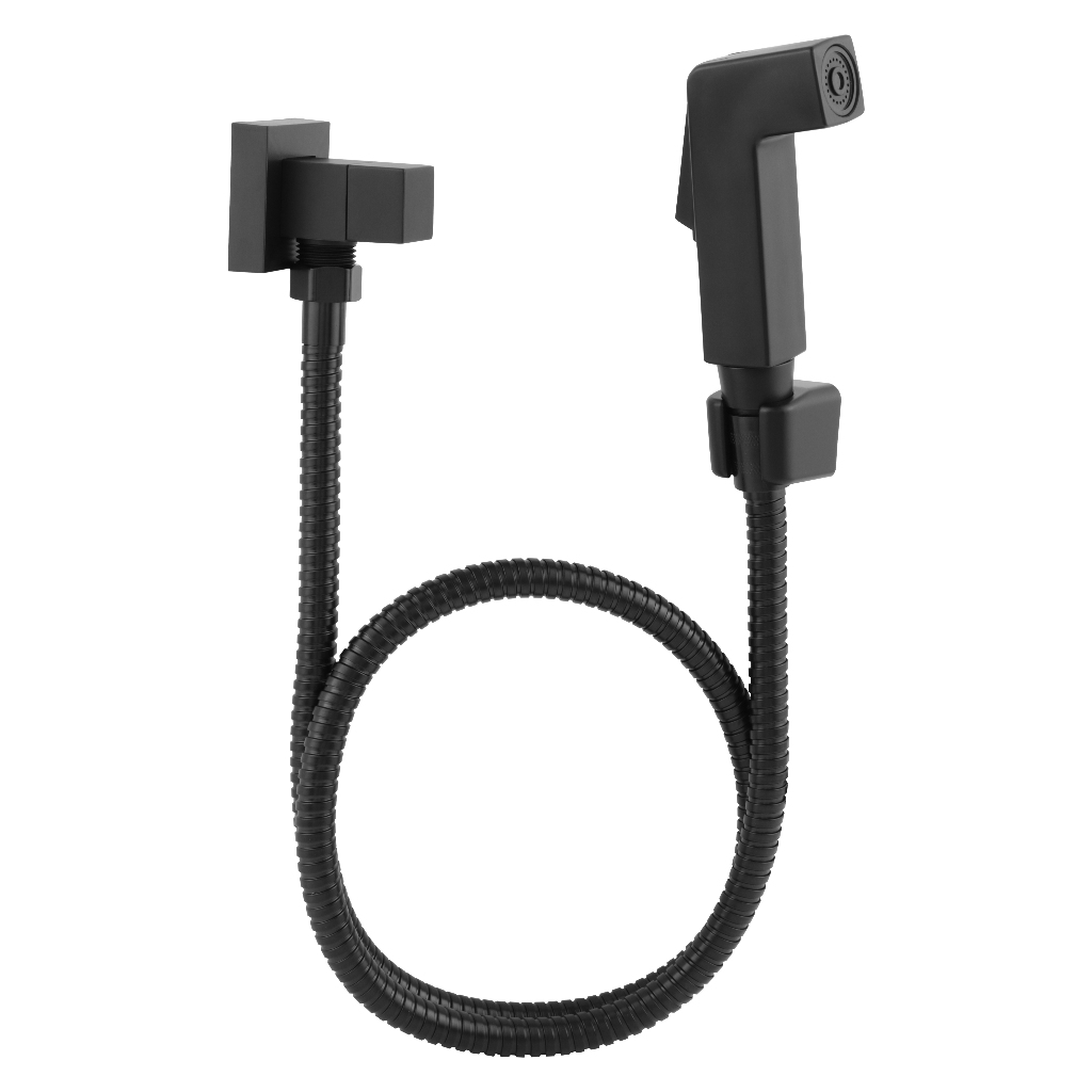 Ducha Higienica Preto Fosco Quadrada Metal Lavabo Luxo 1,20 CM