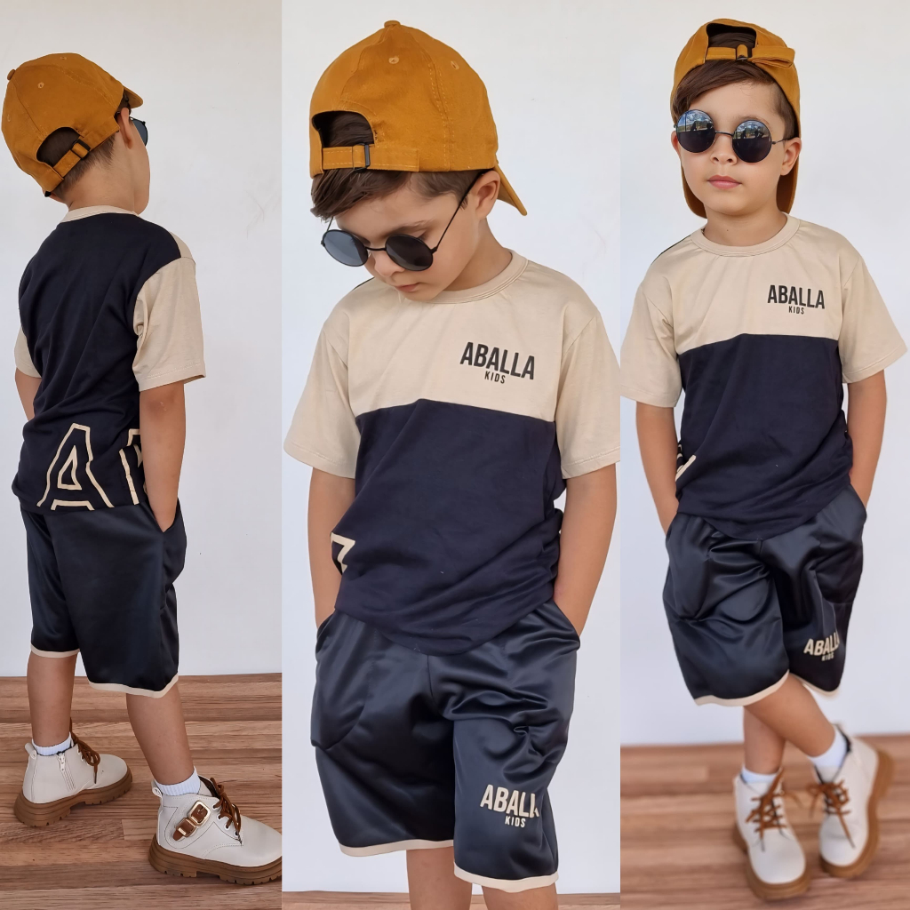 Conjunto Masculino Kit Com Camisa Bermuda Infantil Lançamento