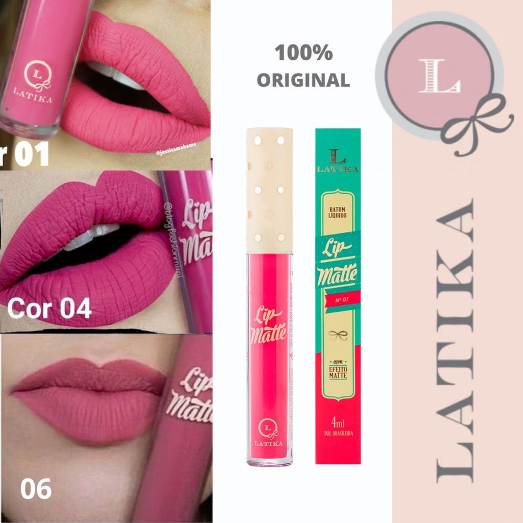 Kit 3 Batom Liquido Lip Matte (Tons de Rosa: 01, 04 e 06) - Latika