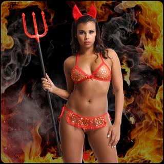 Fantasia Diabinha Com Saia Lingerie Sexy Roupa Íntima em Oferta na Shopee