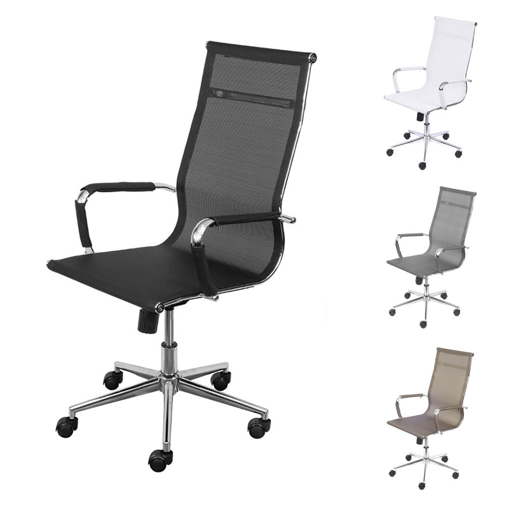Cadeira de Escritório Giratória Presidente Boxbit Eames Office Tela Base Cromada