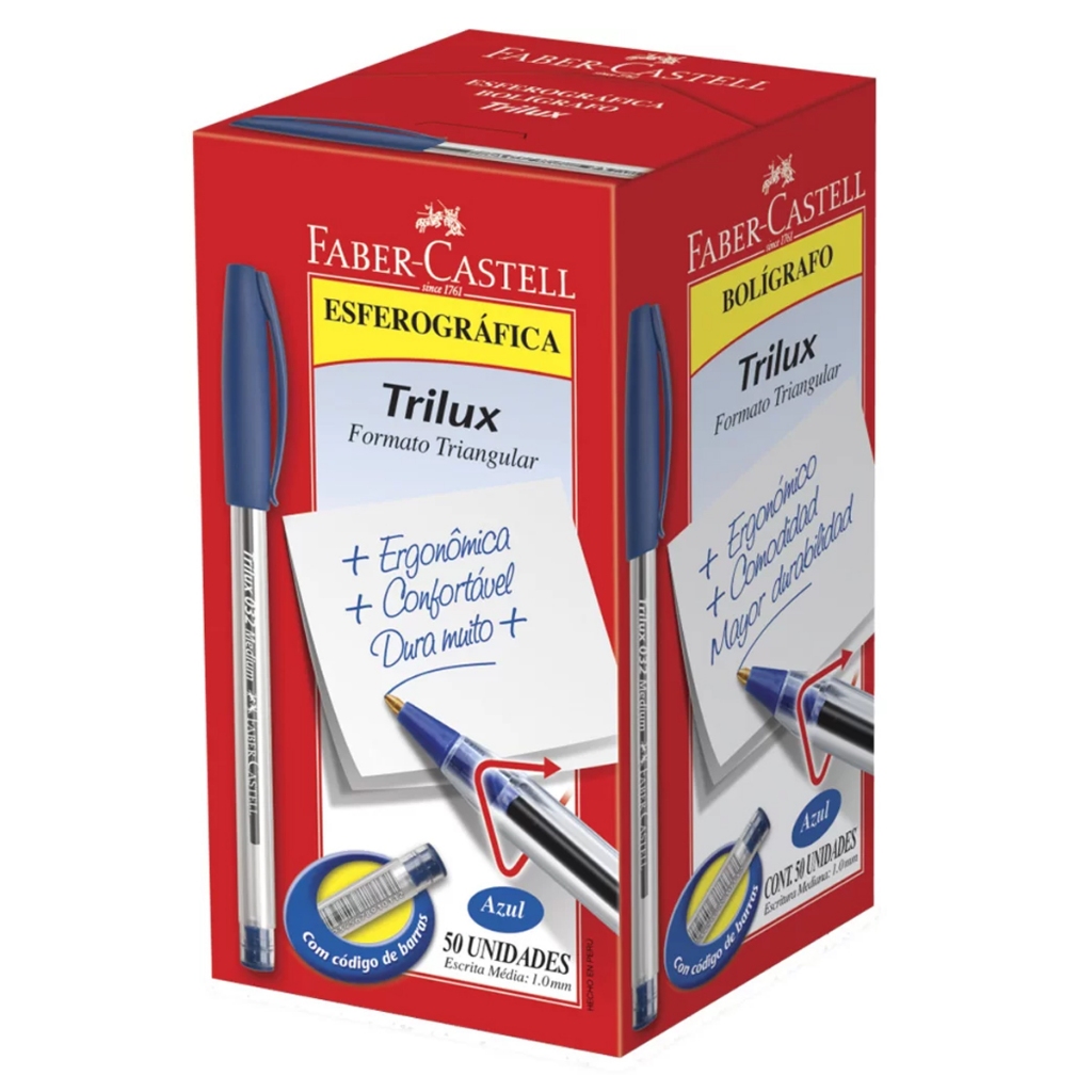 Caneta Esferográfica Trilux 032 Medium Azul 1.0mm Faber-Castell CX 50 UN