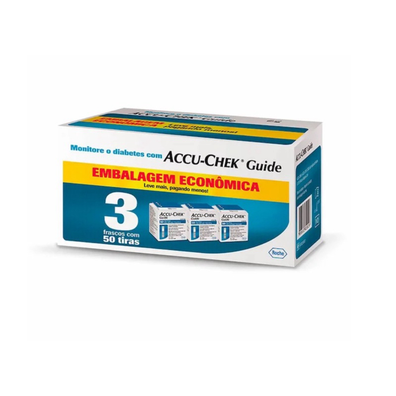 Tiras Accu Chek guide - Kit Com 3 Caixas (150 Tiras)