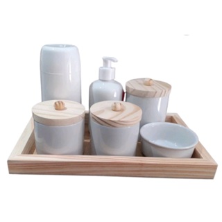 Kit Higiene bebê porcelana completo 7 peças potes garrafa térmica saboneteira liquida em Oferta na Shopee