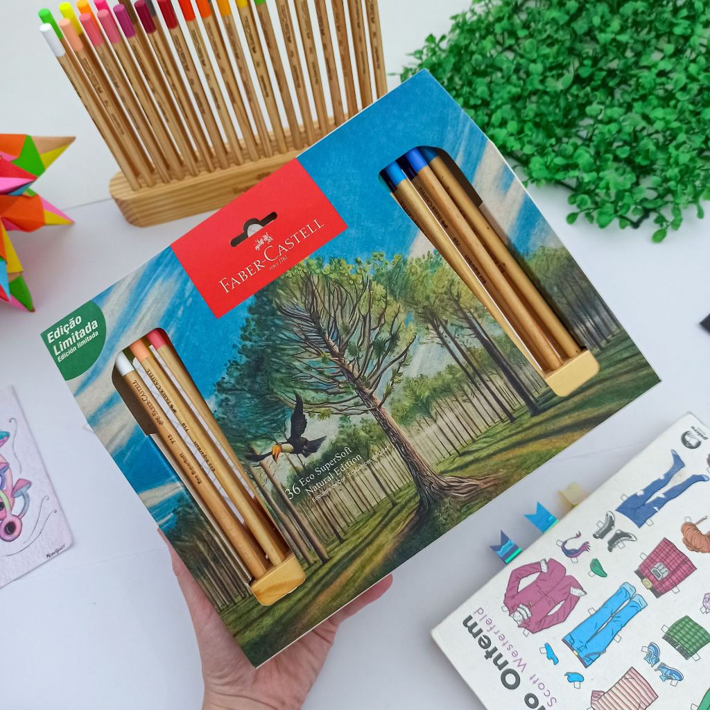 36 Lápis de Cor Eco SuperSoft Natural Edition com Suporte de Madeira Edição Limitada - Faber Castell