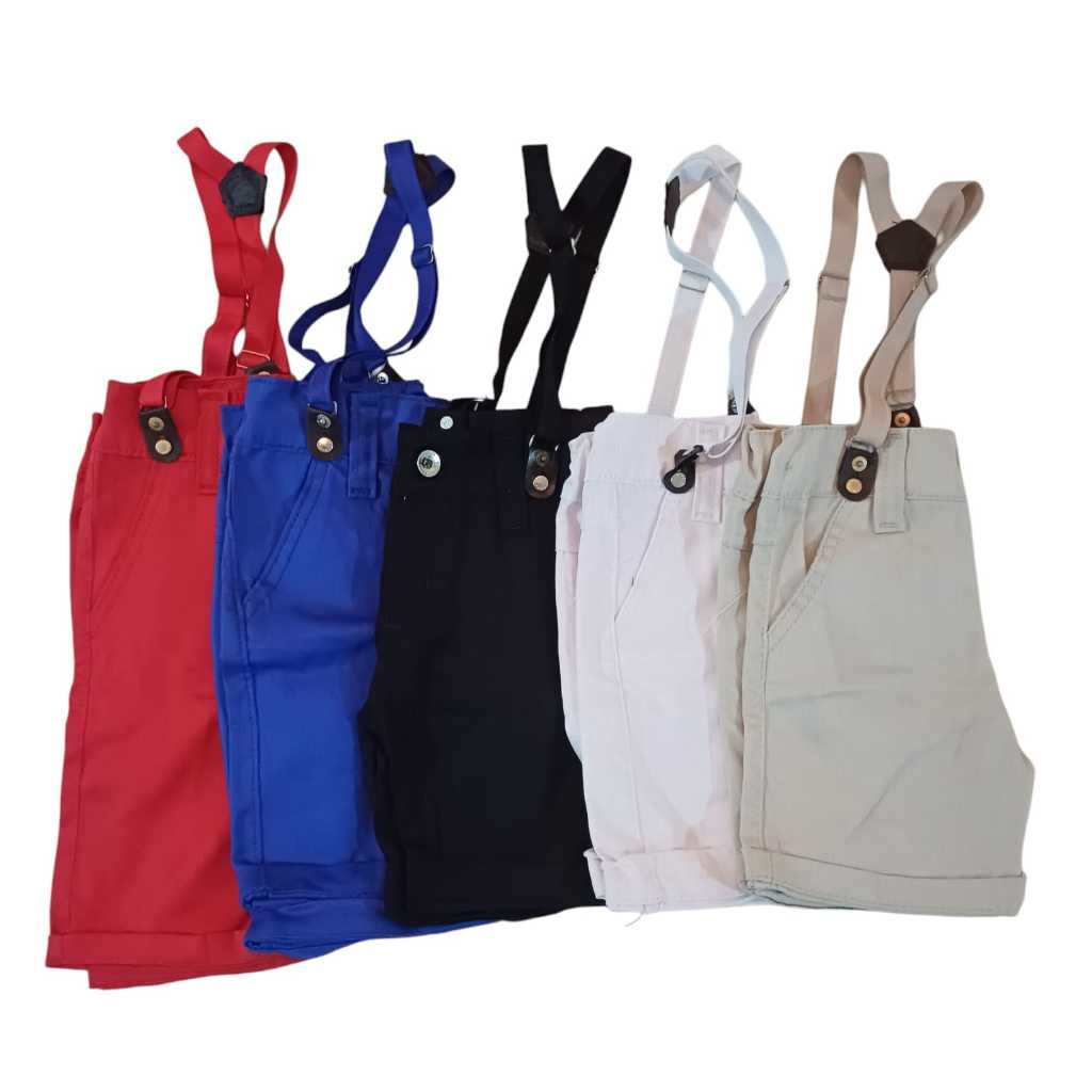 Bermuda Suspensório Infantil com Regulador Menino, Festas e Aniversários. em Oferta na Shopee