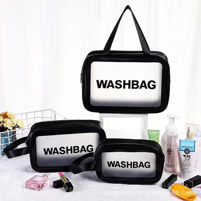 Bolsa Necessarie Transparente WashBag Impermeável Com Alça em Oferta na Shopee