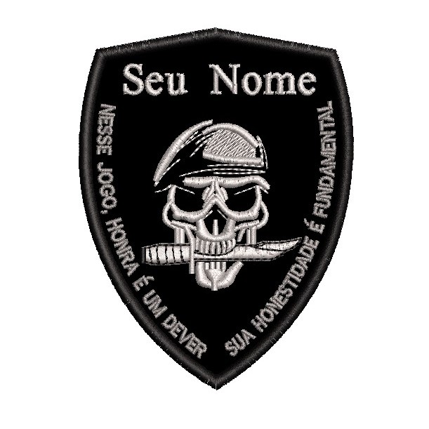 Patch Bordado - Caveira com Seu nome Personalizado