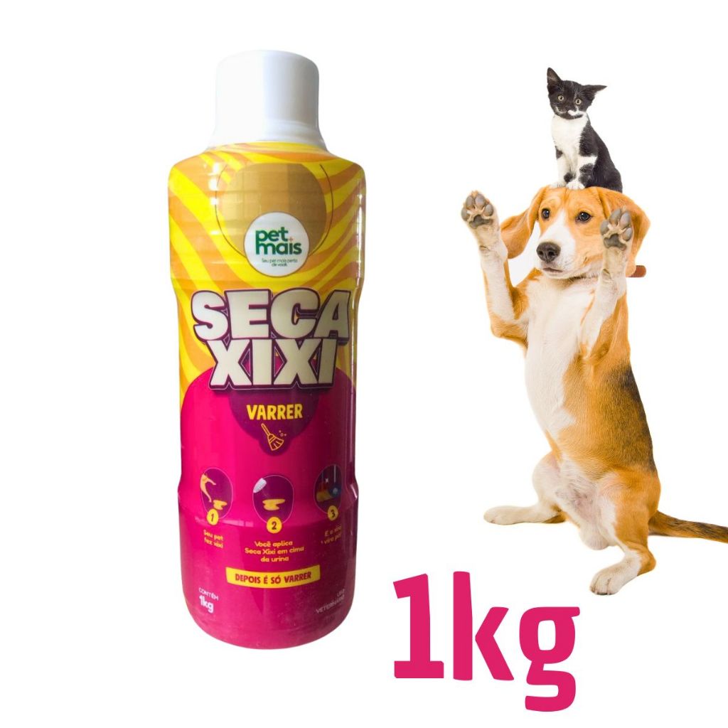 Seca Xixi 1kg Profissional Varrer Urina Vira Pó Higieniza e Neutraliza Odor para Cachorros e Gatos em Oferta na Shopee