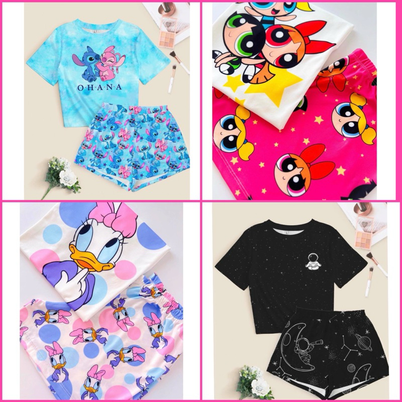 pijama com mangua baby-doll roupa de dormir moda feminina em Oferta na Shopee