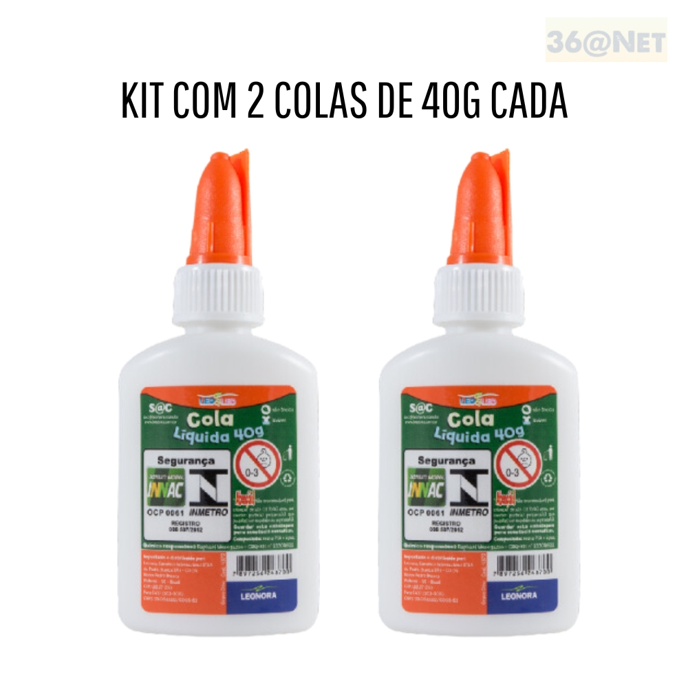 Cola Branca Escolar Kit com 2 unidades de  40gr Leo e Leo em Oferta na Shopee