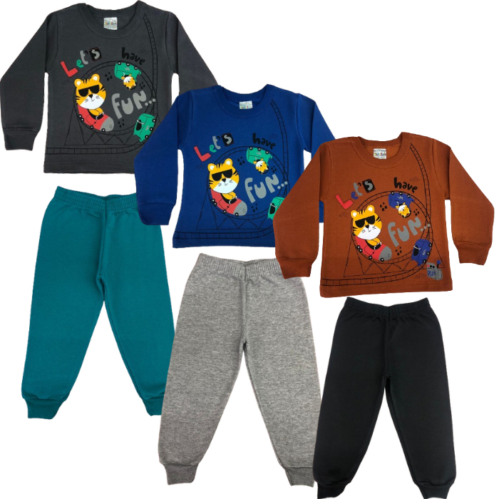 Conjunto Blusa e Calça Moletom Estampa Tigre Inverno Menino Cato Lelê REF:2403