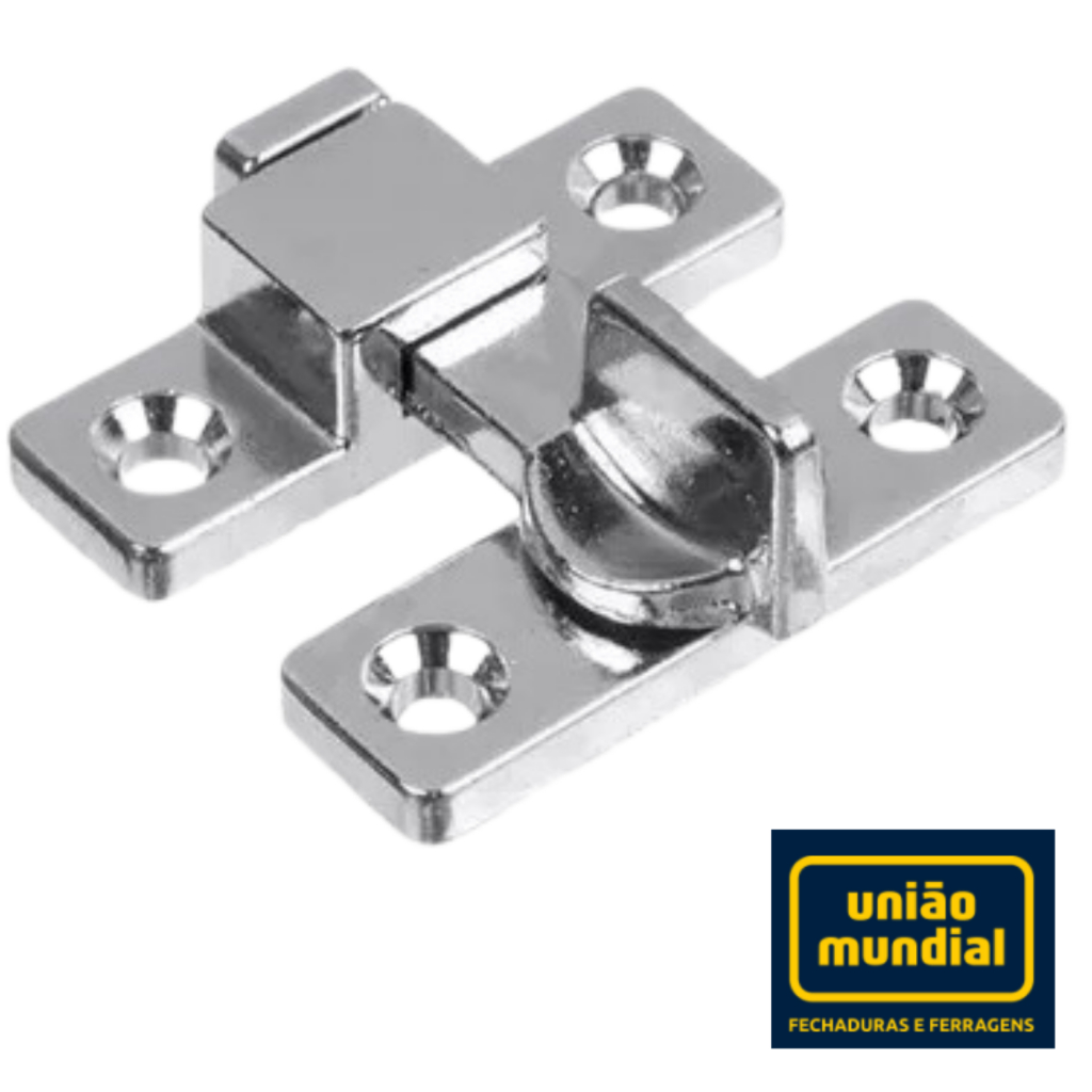 Tranqueta Bico Virado Trinco Fecho Kit Para Porta Janela de Correr e Giro Uniao Mundial 4cm Cromado
