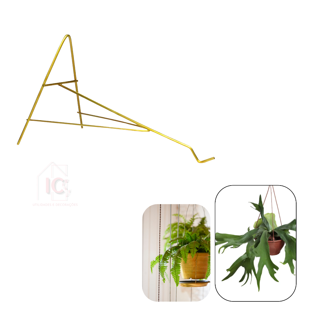 Suporte de ferro dourado para plantas  vaso de plantas jardim vertical kit 10 unidades