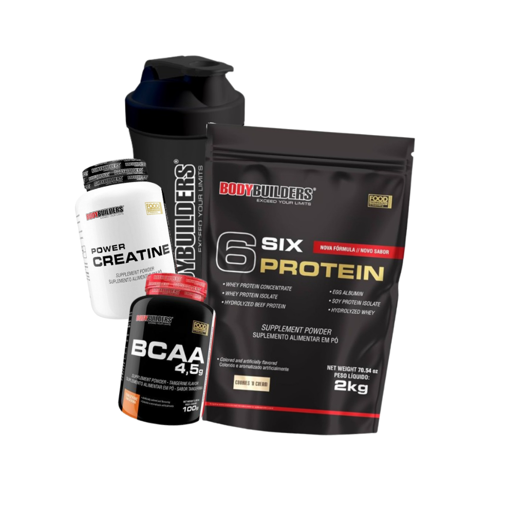 Kit - Six Protein 2kg + Creatina 100g + Bcaa 100g + Shaker
