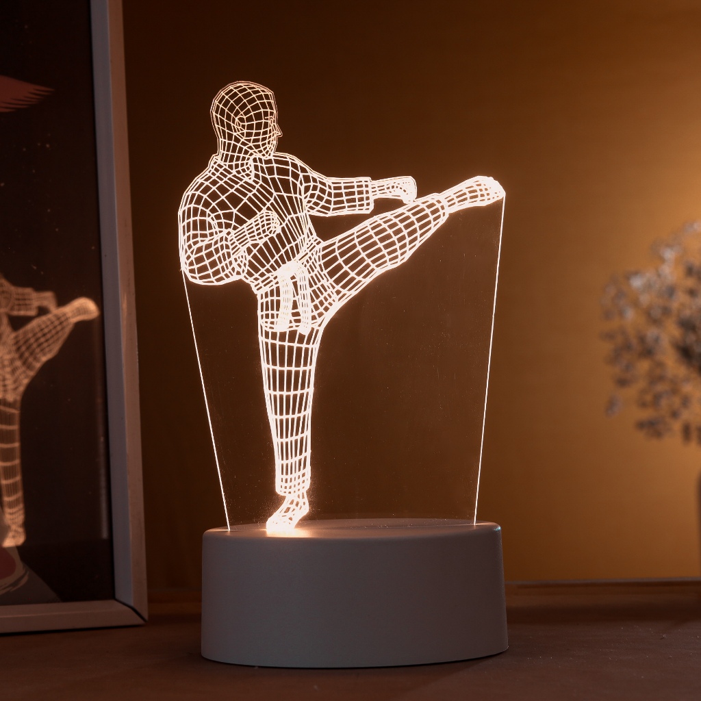 Luminária LED 3D de Mesa / Luz Noturna Presente Criativo / Decoração - lutador de artes marciais 3D, karatê, esporte