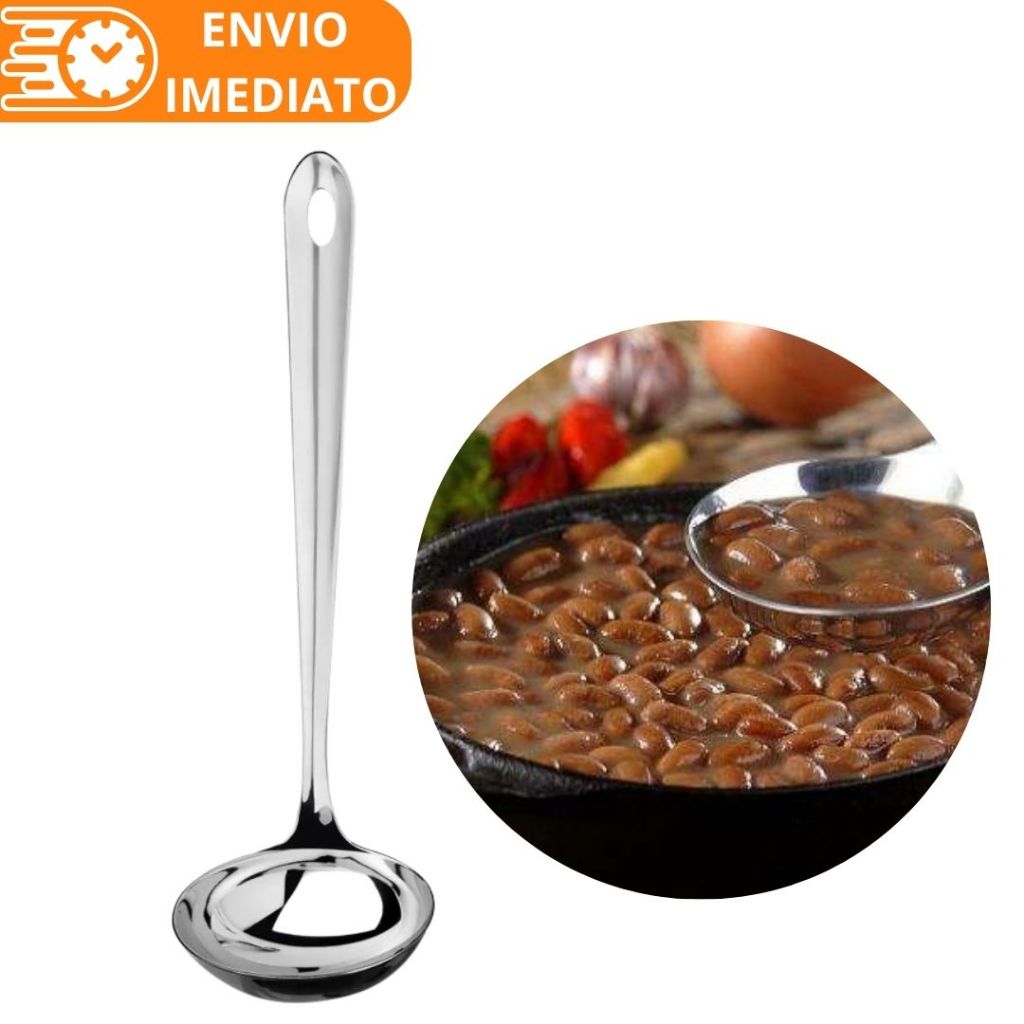 Concha de Feijão 100% Aço Inox GRANDE Resistente para Servir Molho Feijão Sopa para Casa Restaurante Buffet