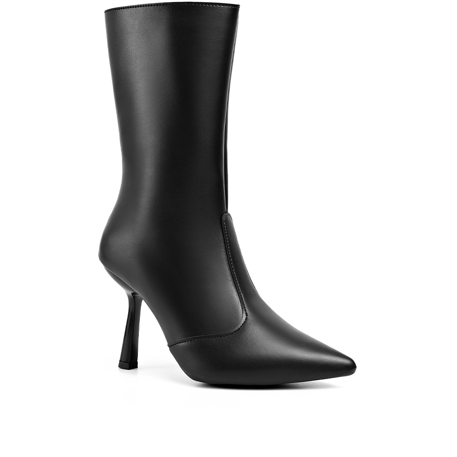 Bota Feminina Lumiss Salto Fino Cano Médio Bico Fino Confortável Napa Preto em Oferta na Shopee