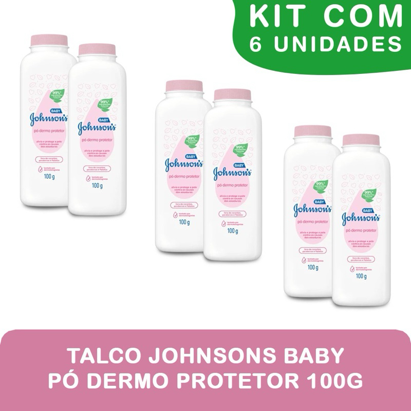 Kit 6un Talco Johnson’s Baby 100g cada - ROSA