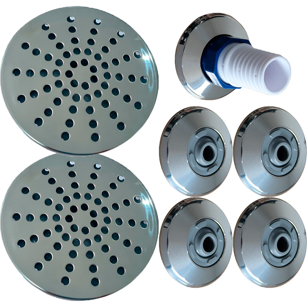 Kit Dispositivo Inox 4 Retorno 01 Aspiração 2 Ralo Encaixe em Oferta na Shopee