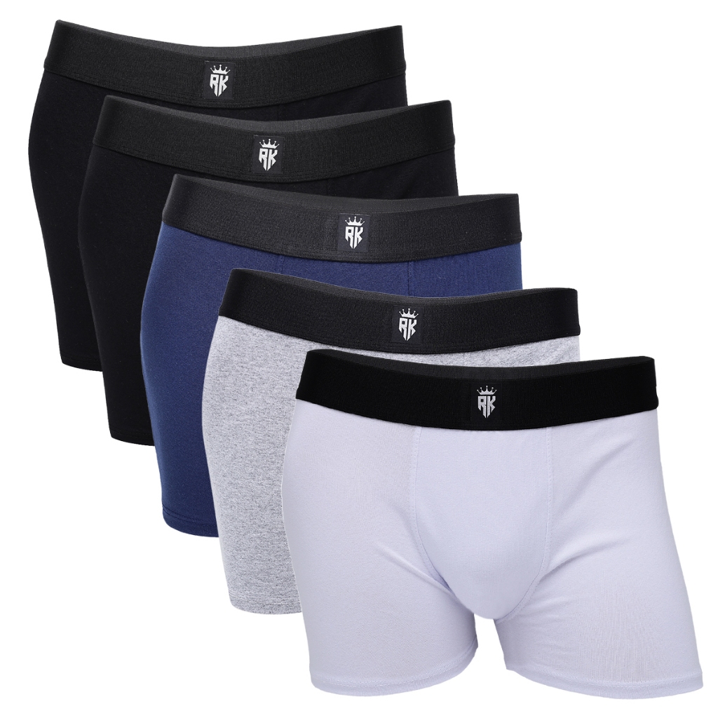 Kit 5 Cuecas Boxe RK Lisas Confortáveis Algodão .