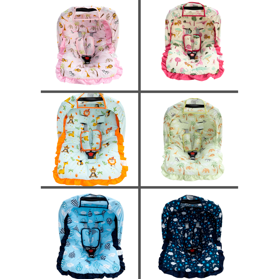 Capa para Bebê Conforto kit 4 peças Capota Solar Protetor de Cinto Macio 100 % Algodão