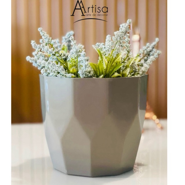 Vaso para decoração e plantas  redondo diamante n2 estilo fibra de vidro em Oferta na Shopee