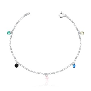 Pulseira Feminina de Prata 925 Redondo Colorido