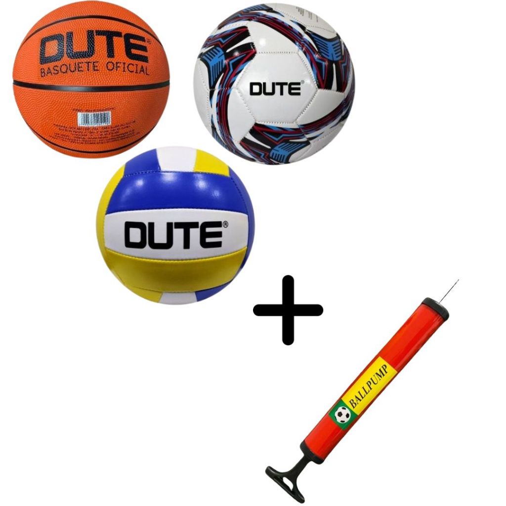 Kit Bola + Bomba de encher Bola de Futebol Basquete e Vôlei Campo Quadra Praia