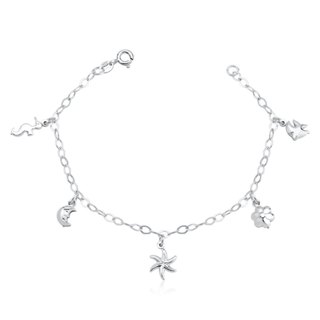 Pulseira Feminina de Prata 925 com Pingentes