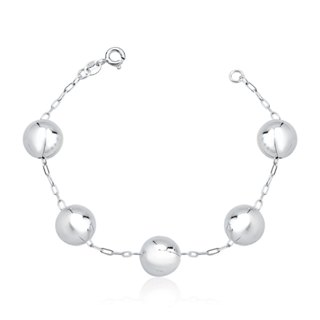 Pulseira Feminina de Prata 925 Bolinhas com 10mm